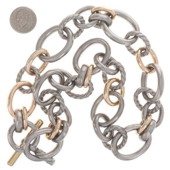 David Yurman Mercer Melange Pave Dia Necklace 18 1/2" Sterling 925 Rose Gold 18k - Picture 3 of 6